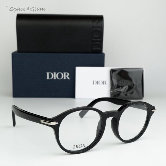 Dior Women Eyeglasses Shiny Black Demo Round DIORBLACKSUITO RI 1000 BRAND NEW - Picture 1 of 11